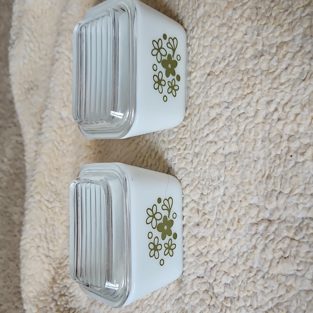 Vintage Pyrex Crazy Daisy / Spring Blossom Refrigerator Dishes 501B,